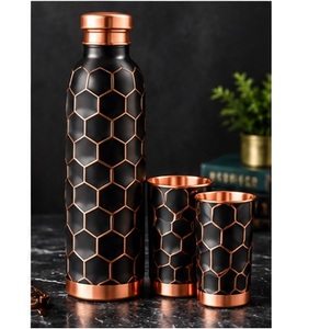 Modern Copper <b>Water</b> <b>Bottle</b> Set with Cup Twisted Pattern Handcrafted <b>Metal</b> Flask - Product Image 6