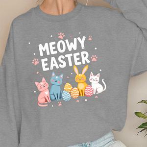 MEOWY PASCUA con gatos y huevos sudaderas de mujer - Product Image 4