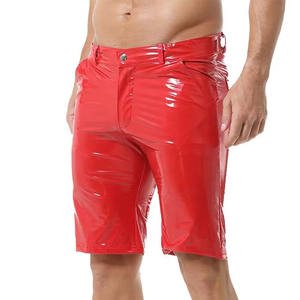 Red Premium Quality Bulk Quantity Men Leather <b>Shorts</b> Cheap Price Mid Waist Bermuda Style Formal Breathable Hot <b>Shorts</b> - Product Image 2