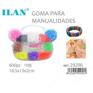 Bandes élastiques Ilan pour travaux manuels, 600 pièces, 10 couleurs, 18,5x13x2cm - Product Image 1