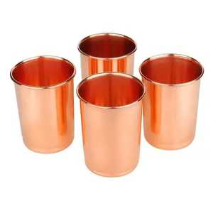 Lot de 2 verres à eau sans pied en cuivre pur, forme tonneau, lisses, style vintage, pour bar, fournisseur en gros - Product Image 2