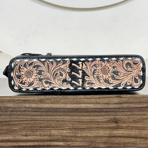 Estuche de Viaje para Rizadores de Pelo de Cuero Genuino con Grabado Floral, Cierre de Cremallera 777 y Asa Colgante, para Herramientas de Peinado, Venta al por Mayor - Product Image 4