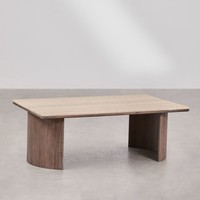 Table basse rectangulaire Vandana Hexa Astra 110x70 cm en travertin et bois d'acacia Casilda
