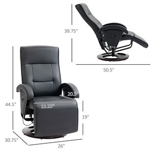 Poltrona Reclinabile Girevole a 135 Gradi con Base in Legno, Seduta Imbottita, Braccioli e Funzionamento Manuale, Spugna per un Comfort Ottimale - Product Image 3