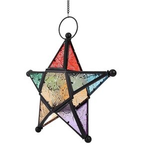 Moroccan Star <b>Lantern</b> Multi Color Glass <b>Brass</b> Hanging Decor Christmas Home Decoration Embossing Printing Durable - Product Image 3