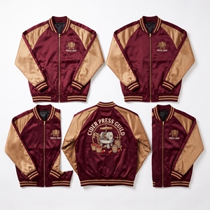 Fabricant de vêtements personnalisés, veste souvenir en satin, bleu marine, or, broderie lumineuse, veste bomber de baseball - Product Image 3