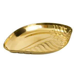 Brass Leaf Design Thali Sangu Decorative Pooja <b>Plate</b> Traditional Serving Tray for Home Temple and Gifting - Product Image 4