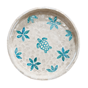 Bandeja Decorativa Redonda de Mosaico de Concha de Tortuga Turquesa 2026, Elegante Soporte para Accesorios de Baño, Venta al por Mayor - Product Image 1