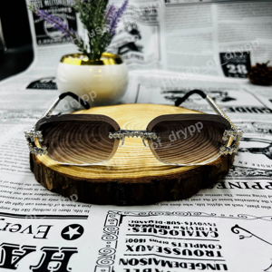 Iced Out Diamond Sunglasses Hip Hop Eyewear Black Gradient Lens <b>Frame</b> Rimless Designer <b>Square</b> Glasses - Product Image 4