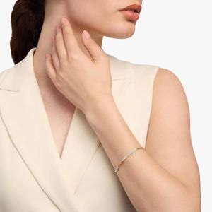 Yellow Gold Paperclip Chain Lab Grown Diamond Bar <b>Bracelet</b> For Women Wholesale - Product Image 4