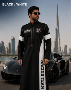 Túnica Larga de Lujo para Hombre Inspirada en las Carreras, Thobe Árabe de Manga Larga, Nida Coreano Premium de Secado Rápido, Ropa Modesta - Product Image 6