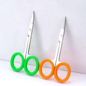 Ciseaux de beauté en acier inoxydable, lame tranchante, manche en plastique, trou carré, outils de maquillage pour la coupe des poils des sourcils et du nez, ANAAIF - Product Image 4