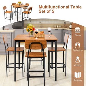 Juego de Comedor Industrial de 5 Piezas con Mesa Alta y 4 Taburetes de Bar - Product Image 2