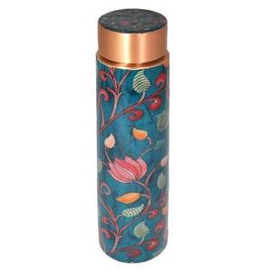 Thermos en cuivre à motif floral avec couvercle, bouteille d'eau portable de voyage - Product Image 4