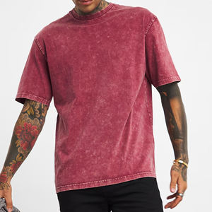 T-shirt homme en coton respirant, style vintage délavé, coupe ample, décontracté, confortable pour l'été - Product Image 1