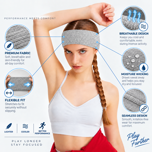 Customizable Wide pull Over Ribbed <b>Jersey</b> Athletic <b>Headband</b> Double Layer Stretch Performance Sports Sweatband OEM ODM - Product Image 3