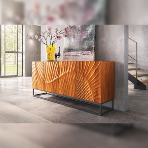Buffet Moderne Vandana Heritage Living SCORPION 180cm en Bois de Mangue Marron Écologique Durable avec Élaborées Sculptures 3D pour Salon - Product Image 4