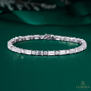 Bracelet tennis en diamants de laboratoire taille émeraude et taille ronde certifiés IGI en or 9K 10K 14K 18K – Bijoux de luxe pour femme - Product Image 1