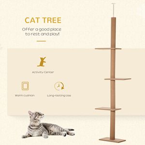 Centro Attività per Gatti Naturale, Albero Arrampicabile da Terra a Soffitto con Tiragraffi in Sisal per Gattini nella Stagione Primaverile - Product Image 4