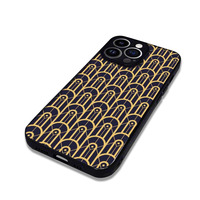 Coque de téléphone personnalisée étanche en TPU+PC, design feuille jaune de luxe, cadre bleu et noir