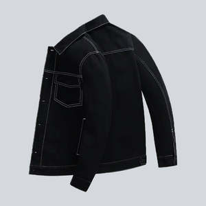 Veste en denim de coton de haute qualité, lavée, noire - Product Image 2