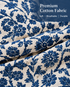 Housse de coussin en coton imprimée à la main, motif floral bleu paisley, housse de coussin décorative, décoration intérieure bohème indienne - Product Image 2