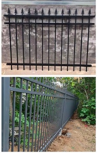 Panel de Cerca Metálica con Recubrimiento de Polvo Negro, Doble Punta en Forma de Lanza, Puerta de Seguridad, Valla de Seguridad Moderna y Duradera para Exteriores - Product Image 5