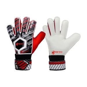 Gants de gardien de but en latex allemand bleu et noir, design personnalisé, tricotés, embossés, à doigts entiers, avec sangle en latex allemand à coupe négative de 4 mm. - Product Image 3