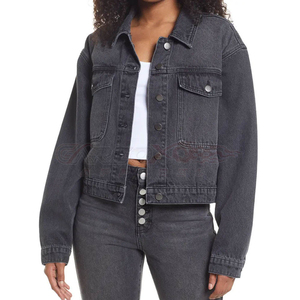 Veste en jean décontractée d'hiver pour femme, col à revers, manches longues, vente en gros, personnalisable, OEM, haute qualité, grade premium, durable, B2B - Product Image 3