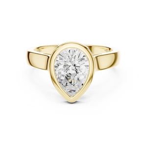 2CT 18K Yellow Gold Pear Cut Lab Grown Diamond Bezel Modern Engagement Ring Custom Fine Jewelry Wedding Ring IGI Certified - Product Image 1
