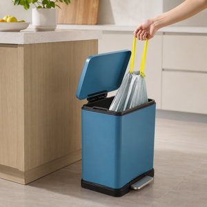 Blue Rectangular Pedal <b>Dustbin</b> With <b>Lid</b> Removable Inner Bucket Modern Kitchen Bathroom Trash Can Waste Bin - Product Image 3