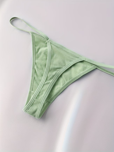 Women High-Waist Thong Panties Knitted Breathable Comfortable Traceless Yellow Green Light Purple Shorts - Product Image 3
