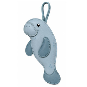Custom PU <b>Leather</b> Soft Manatee Bag Charm Cute Animal Plush Stuffed <b>Keychain</b> - Product Image 1