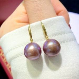 New 11-12 Natural Tahitian Peacock Green <b>Pearl</b> <b>Earrings</b> 925 Pure Silver Precision Inlaid Basic Flawless Round - Product Image 4