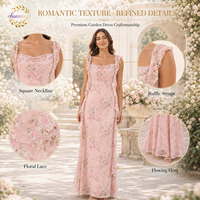 Robe de soirée pour femme, sans manches, en maille, à volants, maxi, formelle