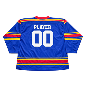 Maillot de hockey sur glace personnalisé bleu et rouge par sublimation, uniforme de hockey professionnel respirant pour homme, maillot de hockey athlétique - Product Image 2