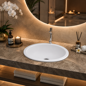 <b>PRIME</b> Modern Solid Bathroom Countertop Basin Polished Finish Counter Installation NSF Certified Oval Shape Single Hole - Product Image 6