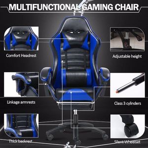 Sedia da Gaming Ergonomica Girevole con Poggiapiedi in Pelle PU per Adulti, Reclinabile, con Supporto Lombare per Ufficio e Gaming - Product Image 5