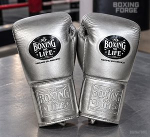 No Boxing No Life Gold Leather Boxing Gloves Silver Lace-Up Full Finger Breathable Training Gear Customizable Adults Pakistan - Product Image 3