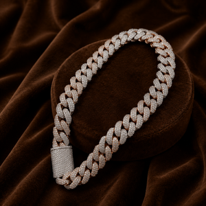 Plated Rose Gold Moissanite Cuban Chain Necklace Fully Brilliant Round Diamond Bold Link <b>Choker</b> Custom Men's Jewelry Gift - Product Image 2