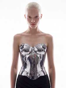 Silver Plated Stainless Steel Armor Corset With Winged Shoulder Detail Fashion Art Wear - Product Image 4