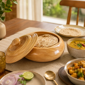 <b>Wooden</b> Roti Dabba Handmade <b>Wooden</b> Chapati <b>Box</b> <b>Bread</b> Storage Container for Roti Chapati Paratha Puri Kitchen Dining Table Home - Product Image 2