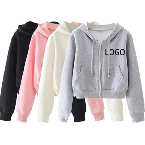 <b>Women</b>’s Cropped Pullover Hoodie Sweatshirt <b>for</b> Casual Wear, Long Sleeve <b>Fleece</b> Crop Hoodie <b>Top</b> with Drawstring Hood and Relaxed - Product Image 4