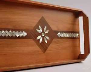 Exquisita Bandeja Multifuncional para Postres con Diseño Árabe, Incrustaciones de Madera y Nácar, Ideal para Regalos de Ramadán, Diwali, Eid y Festividades en el Hogar - Product Image 3