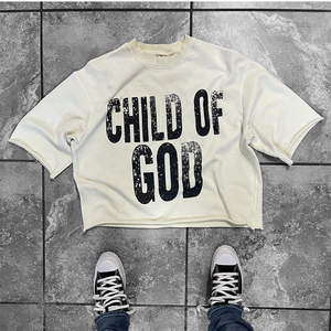 Camiseta de manga corta con cuello redondo y estampado Child Of God para hombre, corte regular, estilo informal de jersey de algodón - Product Image 3