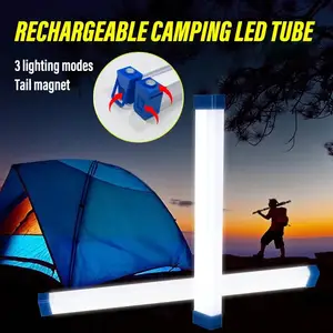 Lâmpada LED de 15 cm para acampamento, tubo recarregável, suspensão magnética, lâmpada portátil para iluminação externa de mercado noturna de emergência
