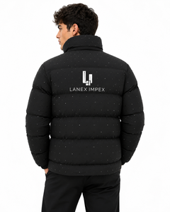 Custom Men's Black Puffer Jacket Winter Quilted Bubble Coat Lightweight Warm Zip Up Down Alternative Jacket OEM ODM Manufacturer - Product Image 4