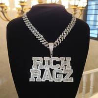 Pendentif Lettre Personnalisé Sertie de Pierres, Collier Baguette, Breloque Micro-Incrustée de Moissanite, Bijoux Hip Hop