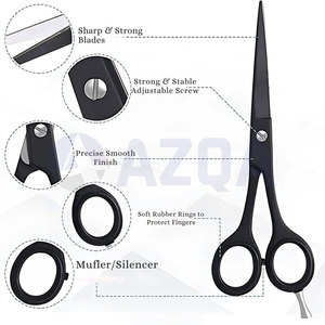 Ciseaux de coiffure professionnels noirs revêtus, 6,5 pouces, en acier inoxydable, pour salon de coiffure - Product Image 3