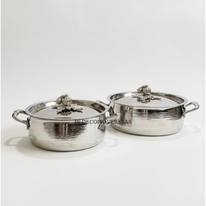 Ensemble de casseroles et de récipients Ruffoni Pumkpin en acier inoxydable de qualité supérieure, à texture martelée, très demandé, avec plateau - Product Image 6